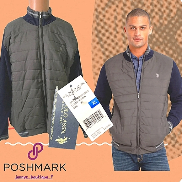 RALPH LAUREN US Polo Assn Men's Bomber Sweater Jacket Full Zip , NEW XL - Picture 1 of 7